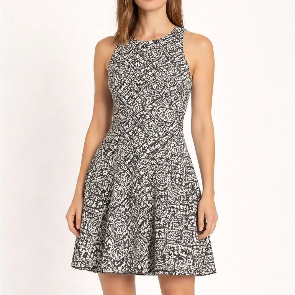 Abercrombie Fitch Black White Fit Flare Dress Womens Medium